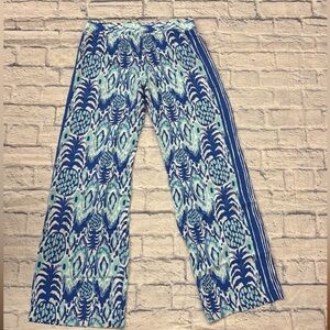 Lilly Pulitzer sz M ladies Bal Harbour Pallazo pants, serene blue/white.